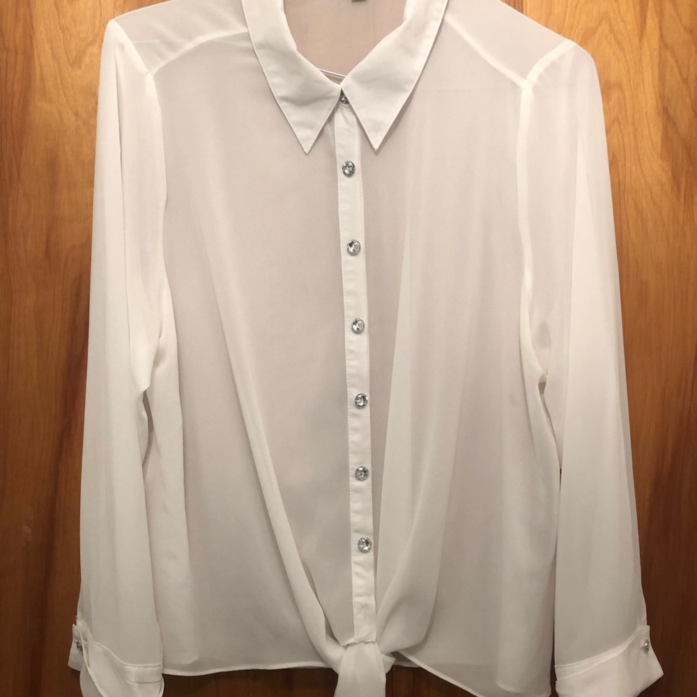 NY COLLECTION WHITE SHEER BLOUSE